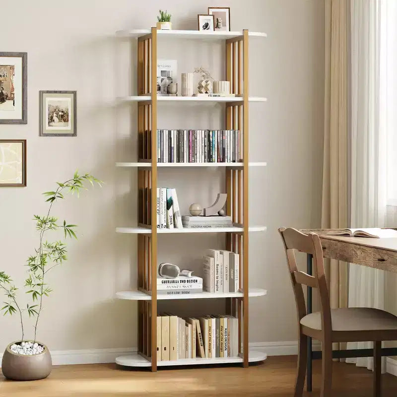 Libreria Industriale GustoWave a 6 Ripiani, Libreria Alta e Stretta di 180 cm con Struttura in Ferro, Scaffale Compatto Aperto, per Appartamenti