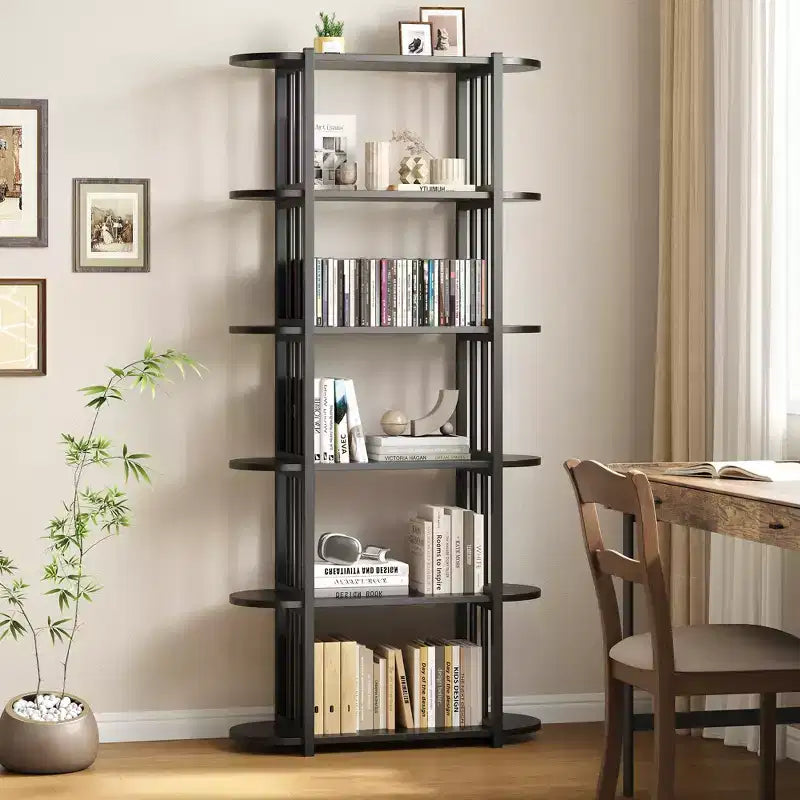 Libreria Industriale GustoWave a 6 Ripiani, Libreria Alta e Stretta di 180 cm con Struttura in Ferro, Scaffale Compatto Aperto, per Appartamenti