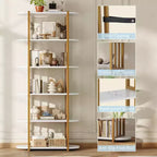 Libreria Industriale GustoWave a 6 Ripiani, Libreria Alta e Stretta di 180 cm con Struttura in Ferro, Scaffale Compatto Aperto, per Appartamenti