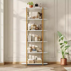 Libreria Industriale GustoWave a 6 Ripiani, Libreria Alta e Stretta di 180 cm con Struttura in Ferro, Scaffale Compatto Aperto, per Appartamenti