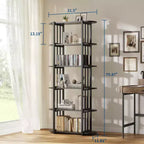 Libreria Industriale GustoWave a 6 Ripiani, Libreria Alta e Stretta di 180 cm con Struttura in Ferro, Scaffale Compatto Aperto, per Appartamenti