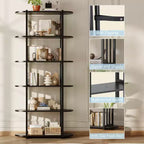 Libreria Industriale GustoWave a 6 Ripiani, Libreria Alta e Stretta di 180 cm con Struttura in Ferro, Scaffale Compatto Aperto, per Appartamenti
