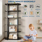 Libreria Industriale GustoWave a 6 Ripiani, Libreria Alta e Stretta di 180 cm con Struttura in Ferro, Scaffale Compatto Aperto, per Appartamenti