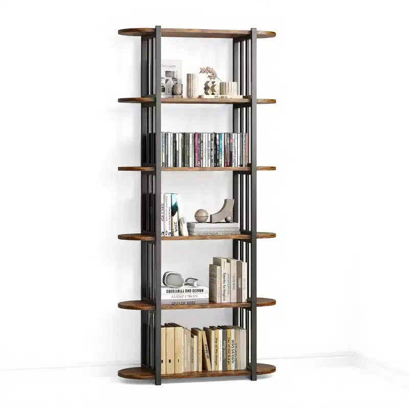 Libreria Industriale GustoWave a 6 Ripiani, Libreria Alta e Stretta di 180 cm con Struttura in Ferro, Scaffale Compatto Aperto, per Appartamenti