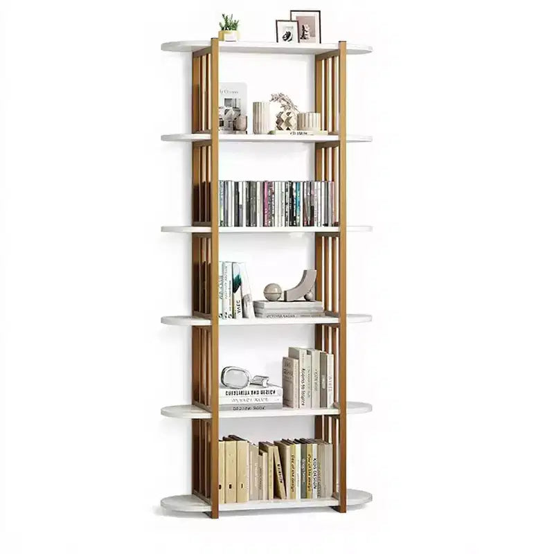 Libreria Industriale GustoWave a 6 Ripiani, Libreria Alta e Stretta di 180 cm con Struttura in Ferro, Scaffale Compatto Aperto, per Appartamenti