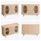 Credenza a buffet da 47" con ante in vetro scanalato e 3 cassetti, madia moderna con ripiani regolabili per cucina, sala da pranzo