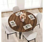 Tavolo da pranzo rotondo da 120 cm, tavolo da pranzo industriale da 4 a 6 posti, tavolo da cucina in legno con robusta struttura in metallo, tavolo da cucina circolare per la casa, senza sedie