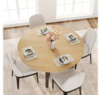 Tavolo da pranzo rotondo da 120 cm, tavolo da pranzo industriale da 4 a 6 posti, tavolo da cucina in legno con robusta struttura in metallo, tavolo da cucina circolare per la casa, senza sedie