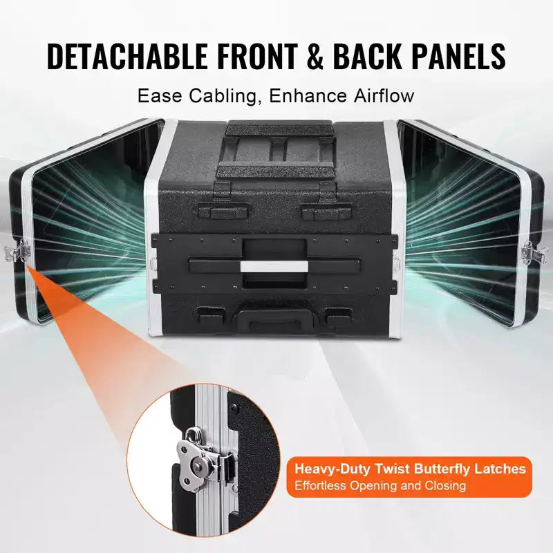VEVOR Armadio Rack 6U, Profondità Standard 19 Pollici, Armadio Rack per Server con Costruzione in ABS Ruote Robuste Chiusure a Farfalla a Torsione, Parte Anteriore Staccabile, Nero