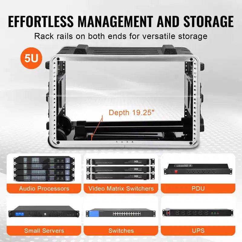 VEVOR Armadio Rack 6U, Profondità Standard 19 Pollici, Armadio Rack per Server con Costruzione in ABS Ruote Robuste Chiusure a Farfalla a Torsione, Parte Anteriore Staccabile, Nero