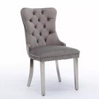 Set di 2 sedie da pranzo moderne Zeus & Ruta in velluto, con imbottitura trapuntata di alta qualità, struttura in legno massiccio e gambe con placcatura in acciaio inossidabile cromato