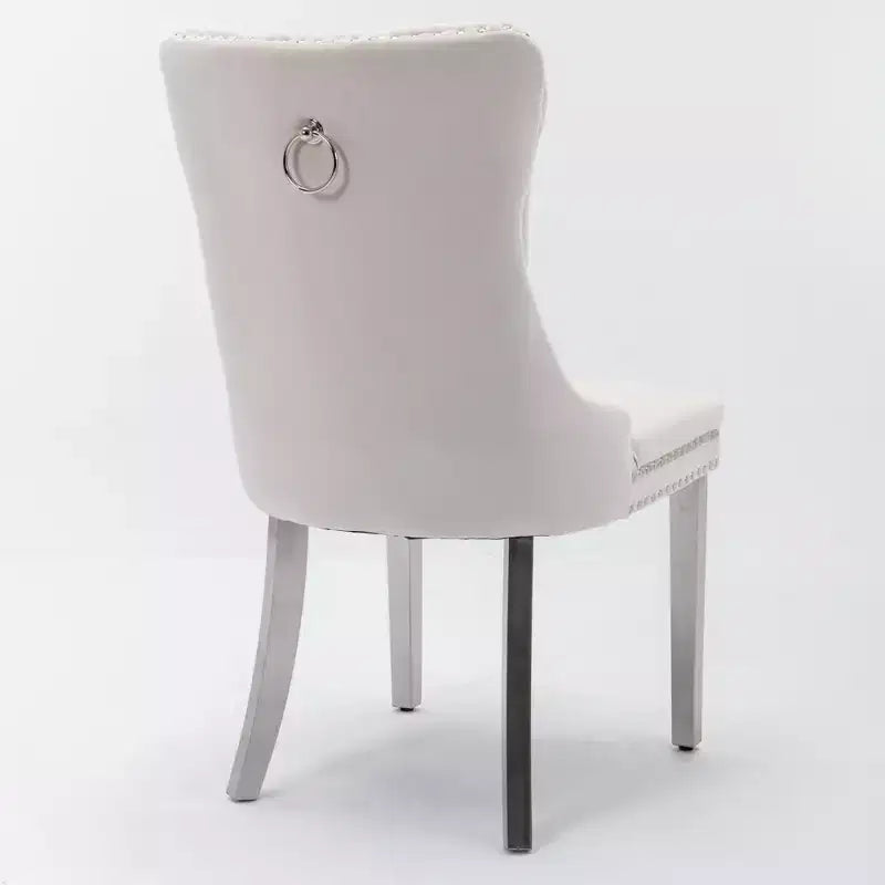 Set di 2 sedie da pranzo moderne Zeus & Ruta in velluto, con imbottitura trapuntata di alta qualità, struttura in legno massiccio e gambe con placcatura in acciaio inossidabile cromato
