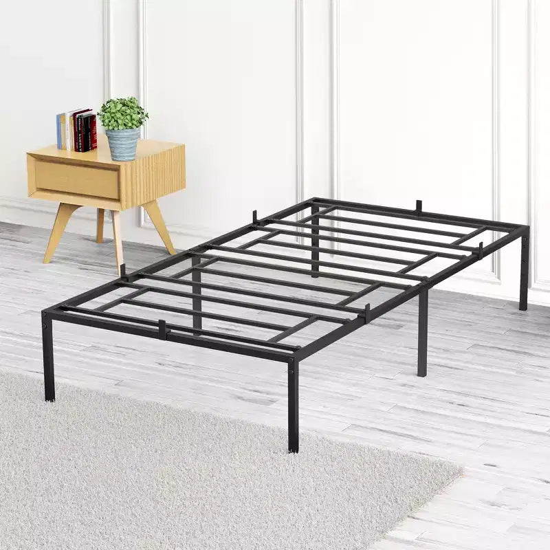 Struttura Letto in Metallo, Base Letto a Piattaforma Singola Senza Necessità di Rete a Molle, con Supporto a Doghe in Metallo, Facile Montaggio, Spazio per Riporre Oggetti Sotto il Letto