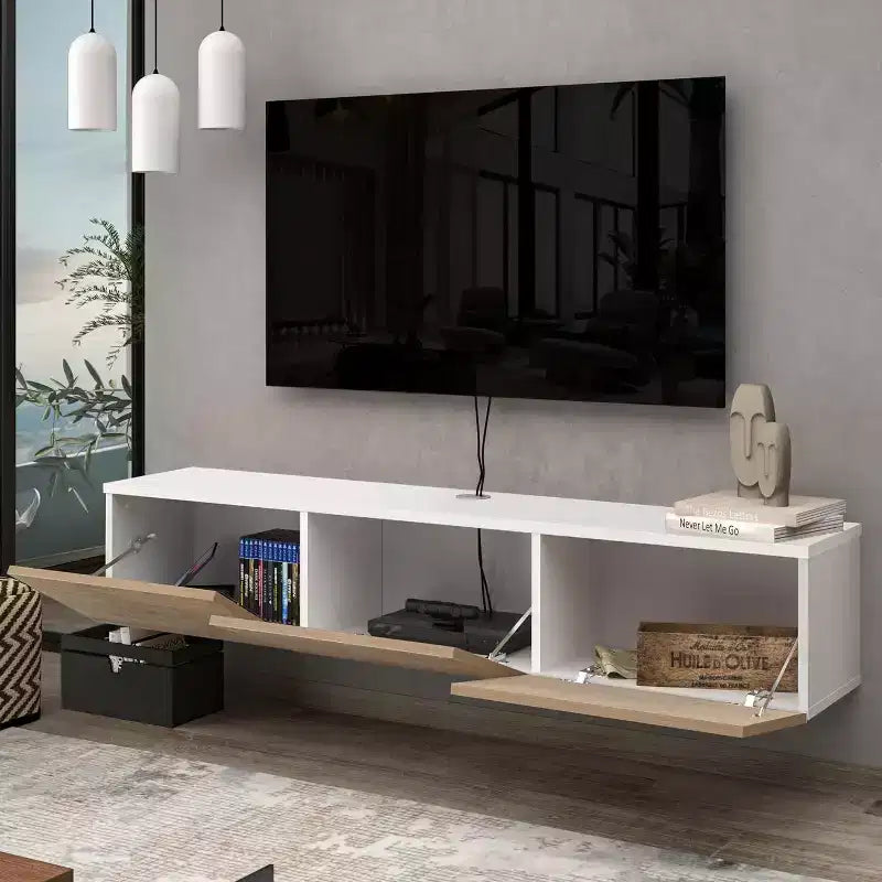 HomeStock Mobile TV Galleggiante per TV Fino a 75 pollici Montaggio a Parete, Bianco