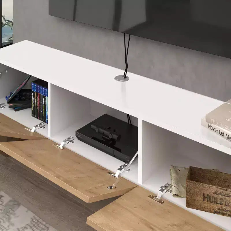 HomeStock Mobile TV Galleggiante per TV Fino a 75 pollici Montaggio a Parete, Bianco