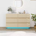 GDFStudio Erin Modern 47.24'' Fluted Wooden Dresser with 6 Drawers, LED and Handle-Free Design