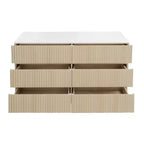 GDFStudio Erin Comò Moderno con 6 Cassetti, LED e Design Senza Maniglie in Legno Scanalato, 120 cm