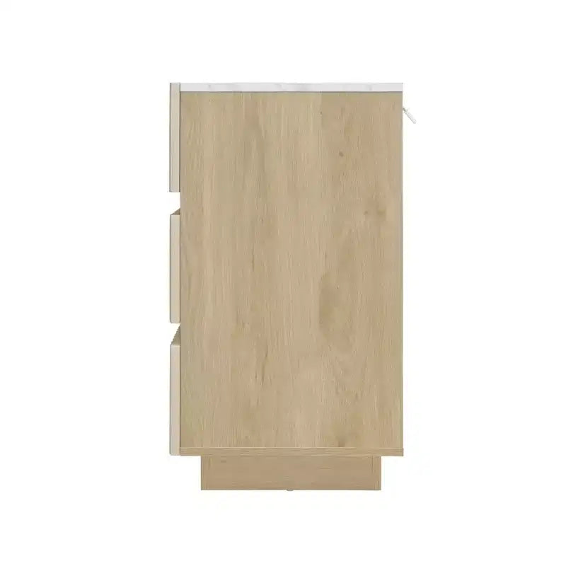 GDFStudio Erin Comò Moderno con 6 Cassetti, LED e Design Senza Maniglie in Legno Scanalato, 120 cm