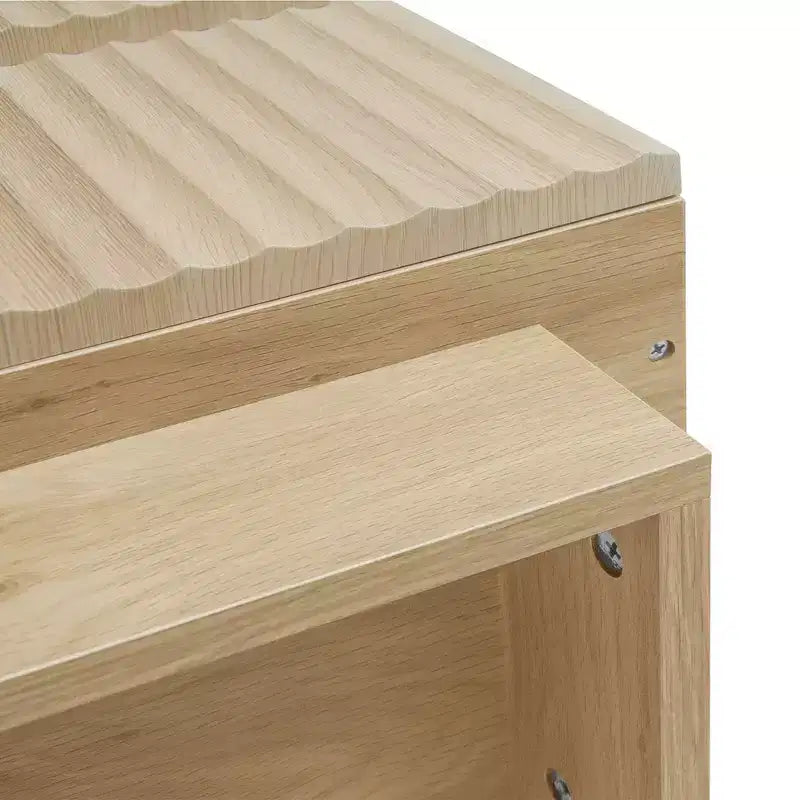 GDFStudio Erin Comò Moderno con 6 Cassetti, LED e Design Senza Maniglie in Legno Scanalato, 120 cm