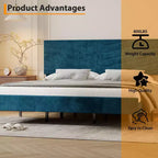 Letto a piattaforma King imbottito in velluto, struttura letto moderna, supporto con doghe in legno, testiera regolabile, non necessita di box spring