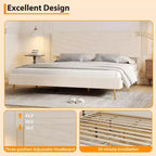 Letto a piattaforma King imbottito in velluto, struttura letto moderna, supporto con doghe in legno, testiera regolabile, non necessita di box spring