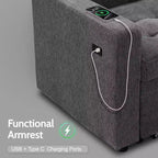 Divano Sezionale Modulare a 5 Posti Dyonery con Porte USB/Schienale Regolabile/Sedute Contenitore, Montaggio Senza Attrezzi