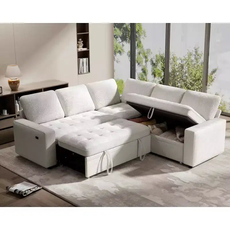 Dyonery 5 Seat Modular Sectional Sofa with USB Ports/Adjustable Backrest/Storage Seats, Tool-Free Assembly