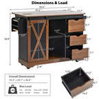 Merax Isola Cucina Stile Rustico con Anta a Ribalta, Mobiletto con Anta Scorrevole, Carrello con Portaspezie e Portasciugamani, Presa Elettrica e Ripiani Regolabili