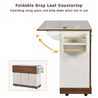 Merax Isola Cucina Stile Rustico con Anta a Ribalta, Mobiletto con Anta Scorrevole, Carrello con Portaspezie e Portasciugamani, Presa Elettrica e Ripiani Regolabili