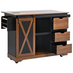 Merax Isola Cucina Stile Rustico con Anta a Ribalta, Mobiletto con Anta Scorrevole, Carrello con Portaspezie e Portasciugamani, Presa Elettrica e Ripiani Regolabili