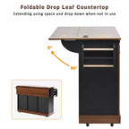 Merax Isola Cucina Stile Rustico con Anta a Ribalta, Mobiletto con Anta Scorrevole, Carrello con Portaspezie e Portasciugamani, Presa Elettrica e Ripiani Regolabili