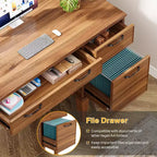 Scrivania per Computer Lantine 47 in Legno con 3 Cassetti, Scrivania da Ufficio Piccola Stile Rustico con Spazio Contenitore per Ufficio, Camera da Letto, Sala Studio, Marrone
