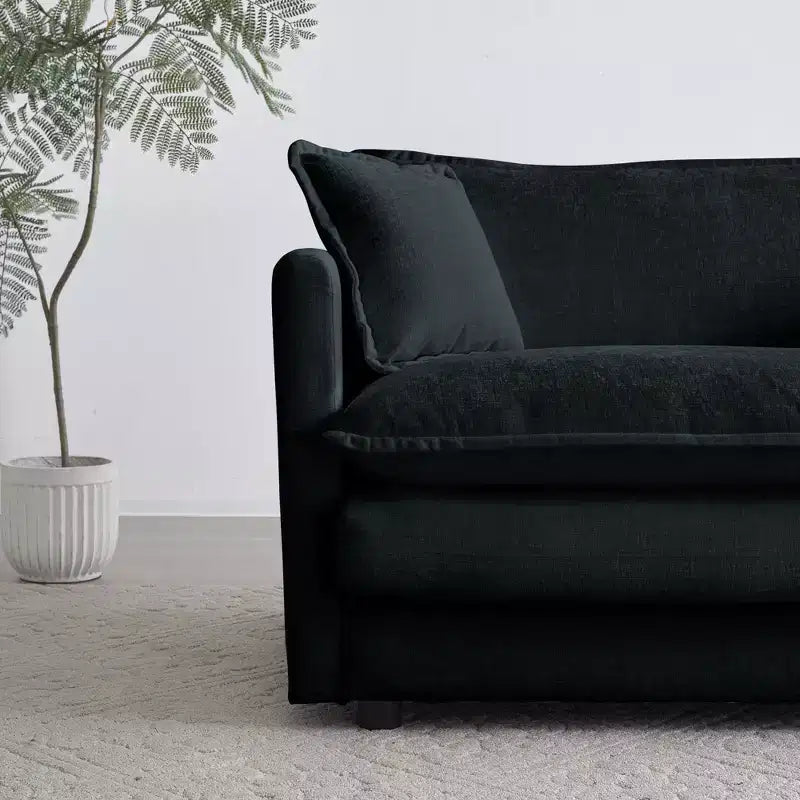 Divano Monoposto Profondo e Comodo Poltrona da Lettura Rivestita Sedia da Soggiorno Tessuto Chenille Bianco 1 Cuscino Decorativo