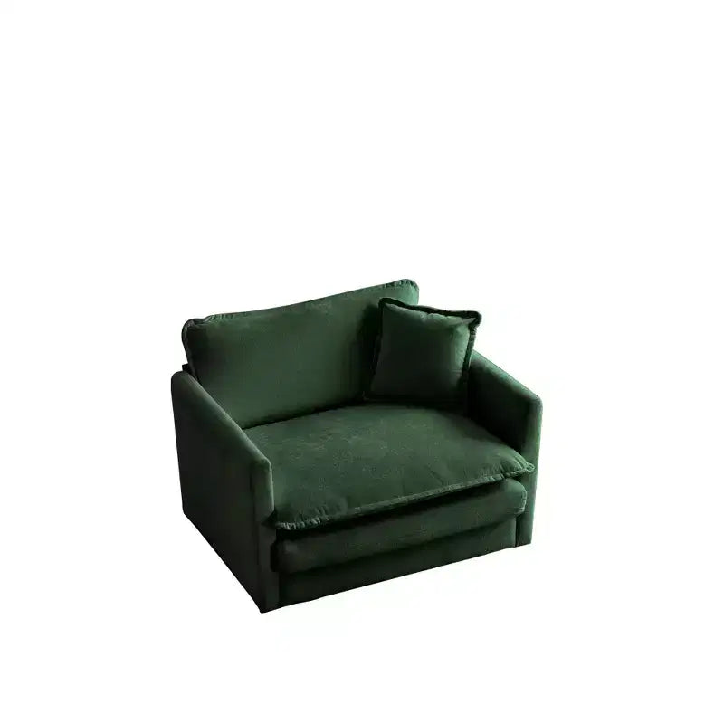 Divano Monoposto Profondo e Comodo Poltrona da Lettura Rivestita Sedia da Soggiorno Tessuto Chenille Bianco 1 Cuscino Decorativo