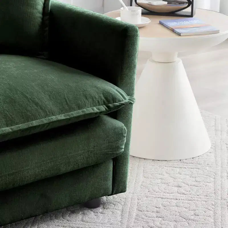 Divano Monoposto Profondo e Comodo Poltrona da Lettura Rivestita Sedia da Soggiorno Tessuto Chenille Bianco 1 Cuscino Decorativo