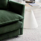 Divano Monoposto Profondo e Comodo Poltrona da Lettura Rivestita Sedia da Soggiorno Tessuto Chenille Bianco 1 Cuscino Decorativo