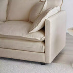 Divano Monoposto Profondo e Comodo Poltrona da Lettura Rivestita Sedia da Soggiorno Tessuto Chenille Bianco 1 Cuscino Decorativo