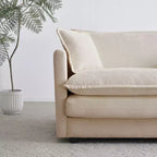 Divano Monoposto Profondo e Comodo Poltrona da Lettura Rivestita Sedia da Soggiorno Tessuto Chenille Bianco 1 Cuscino Decorativo