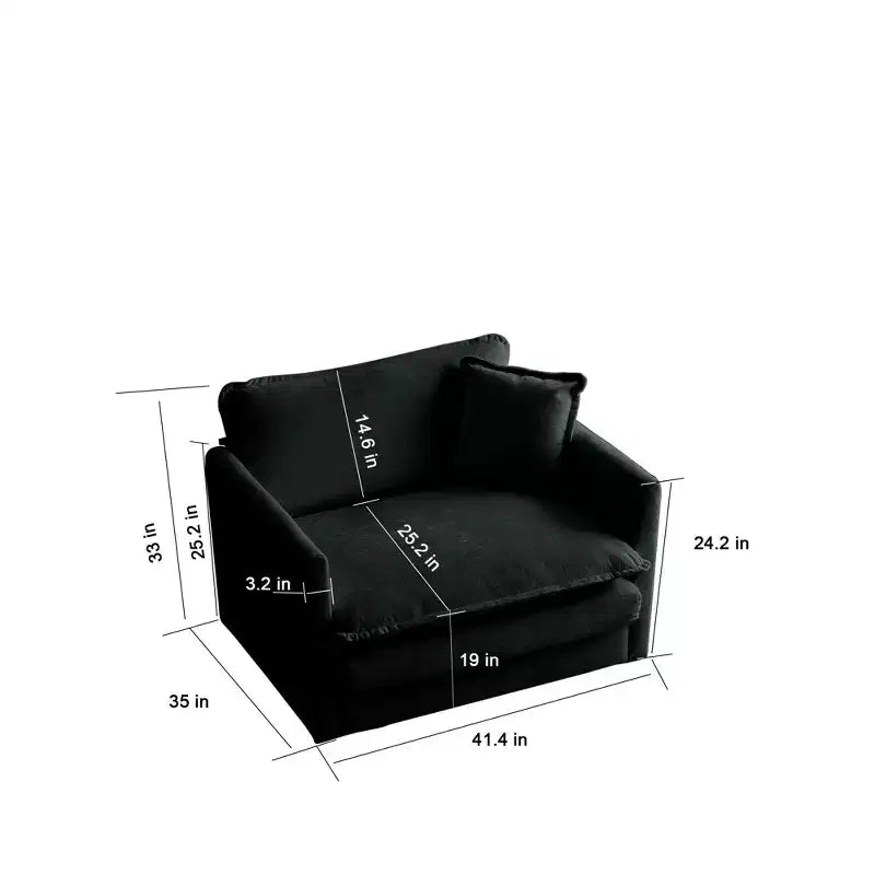 Divano Monoposto Profondo e Comodo Poltrona da Lettura Rivestita Sedia da Soggiorno Tessuto Chenille Bianco 1 Cuscino Decorativo