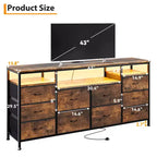 Cassettiera a 10 cassetti per TV da 75 pollici, Cassettiera ampia e lunga 63 W, Organizzatore multi-funzionale per armadio, corridoio, soggiorno