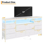 Cassettiera a 10 cassetti per TV da 75 pollici, Cassettiera ampia e lunga 63 W, Organizzatore multi-funzionale per armadio, corridoio, soggiorno