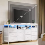 Cassettiera a 10 cassetti per TV da 75 pollici, Cassettiera ampia e lunga 63 W, Organizzatore multi-funzionale per armadio, corridoio, soggiorno