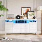 Cassettiera a 10 cassetti per TV da 75 pollici, Cassettiera ampia e lunga 63 W, Organizzatore multi-funzionale per armadio, corridoio, soggiorno