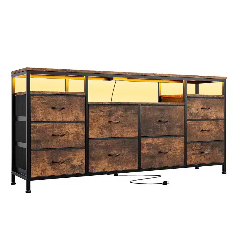 Cassettiera a 10 cassetti per TV da 75 pollici, Cassettiera ampia e lunga 63 W, Organizzatore multi-funzionale per armadio, corridoio, soggiorno