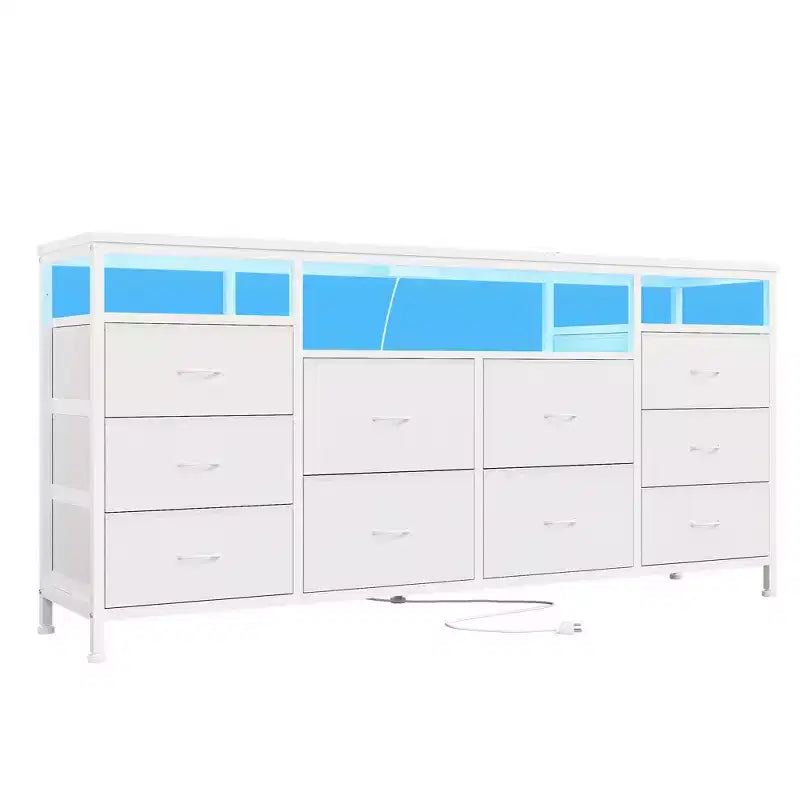 Cassettiera a 10 cassetti per TV da 75 pollici, Cassettiera ampia e lunga 63 W, Organizzatore multi-funzionale per armadio, corridoio, soggiorno