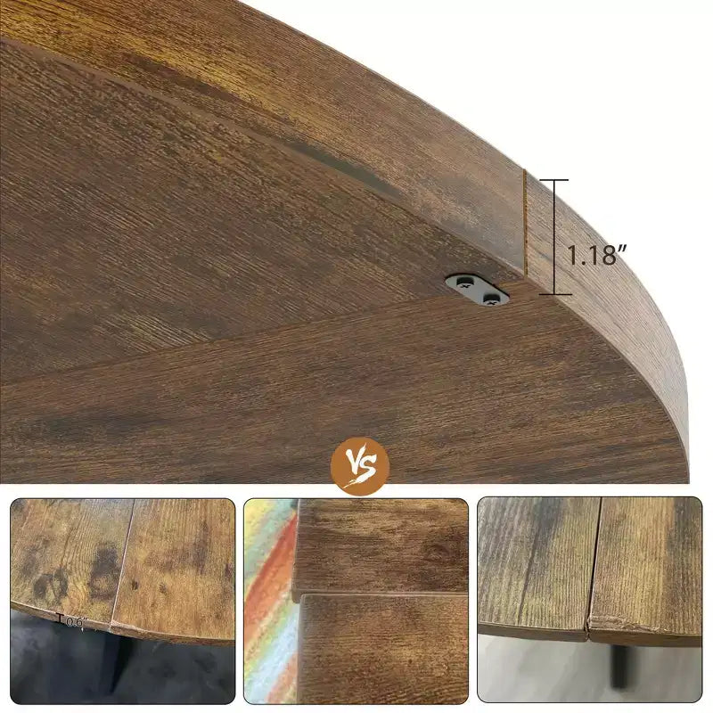 Tavolo da pranzo rotondo da 47 pollici, Tavolo da pranzo rotondo per 4 persone, Tavolo da cucina industriale con piano in legno e base in metallo per sala da pranzo, soggiorno (solo tavolo)