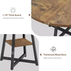 Tavolo da pranzo rotondo da 47 pollici, Tavolo da pranzo rotondo per 4 persone, Tavolo da cucina industriale con piano in legno e base in metallo per sala da pranzo, soggiorno (solo tavolo)
