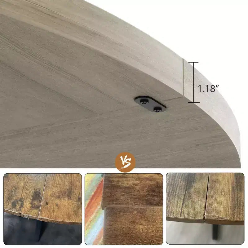 Tavolo da pranzo rotondo da 47 pollici, Tavolo da pranzo rotondo per 4 persone, Tavolo da cucina industriale con piano in legno e base in metallo per sala da pranzo, soggiorno (solo tavolo)