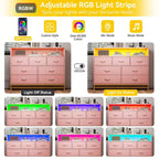 Comò a 6 cassetti per camera da letto, Comò in legno moderno e ampio con stazione di ricarica e luci a LED, Cassettiera contenitore di grande capacità