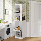 Famapy White Tall Bathroom Storage Cabinet - Sliding Shelf Organizer for Toiletries